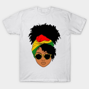 Afro Woman Headscarf Nubian Melanin Popping Black History T-Shirt